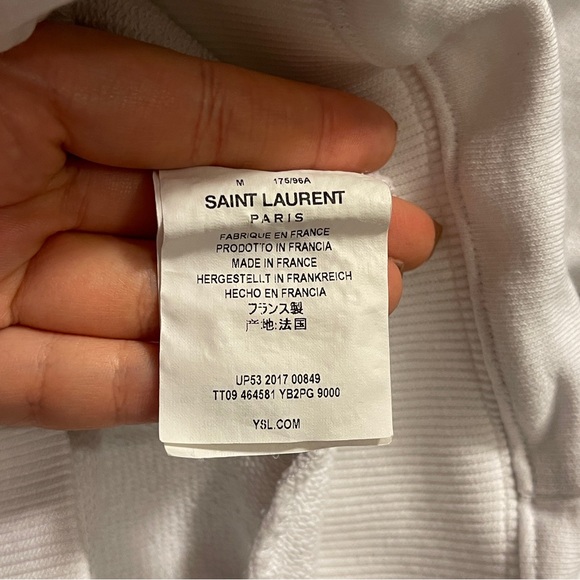 Saint Laurent cotton logo hoodie white mens size medium - Picture 7 of 8